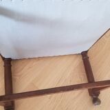 Fauteuil bois et velours jaune moutarde