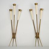 Mid-Century pair of large brass sconces attributable to Stilnovo. Italy 195