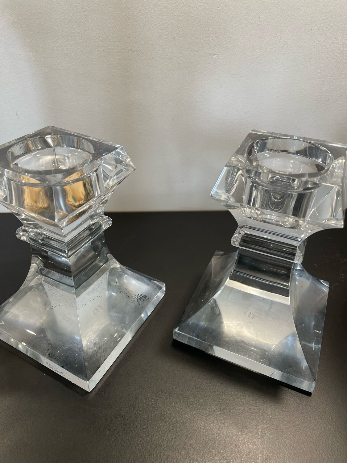 Paire de bougeoirs cristal de sèvres