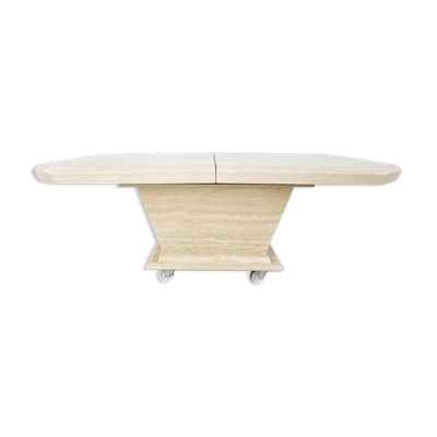Table basse de bar cachée en travertin vintage, années 1970