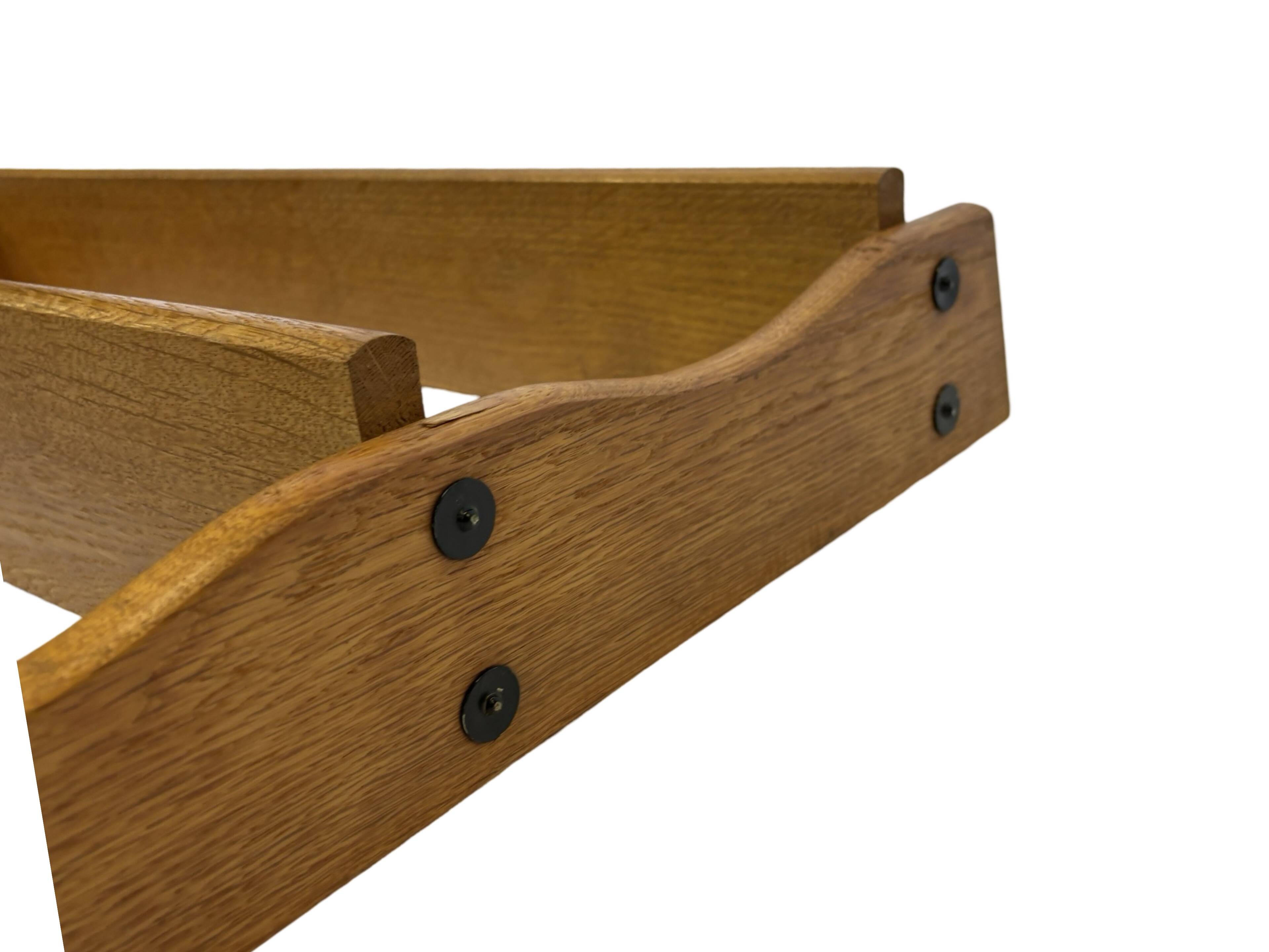 Vintage solid wooden wall rack with 3 shelves 70s oak rack