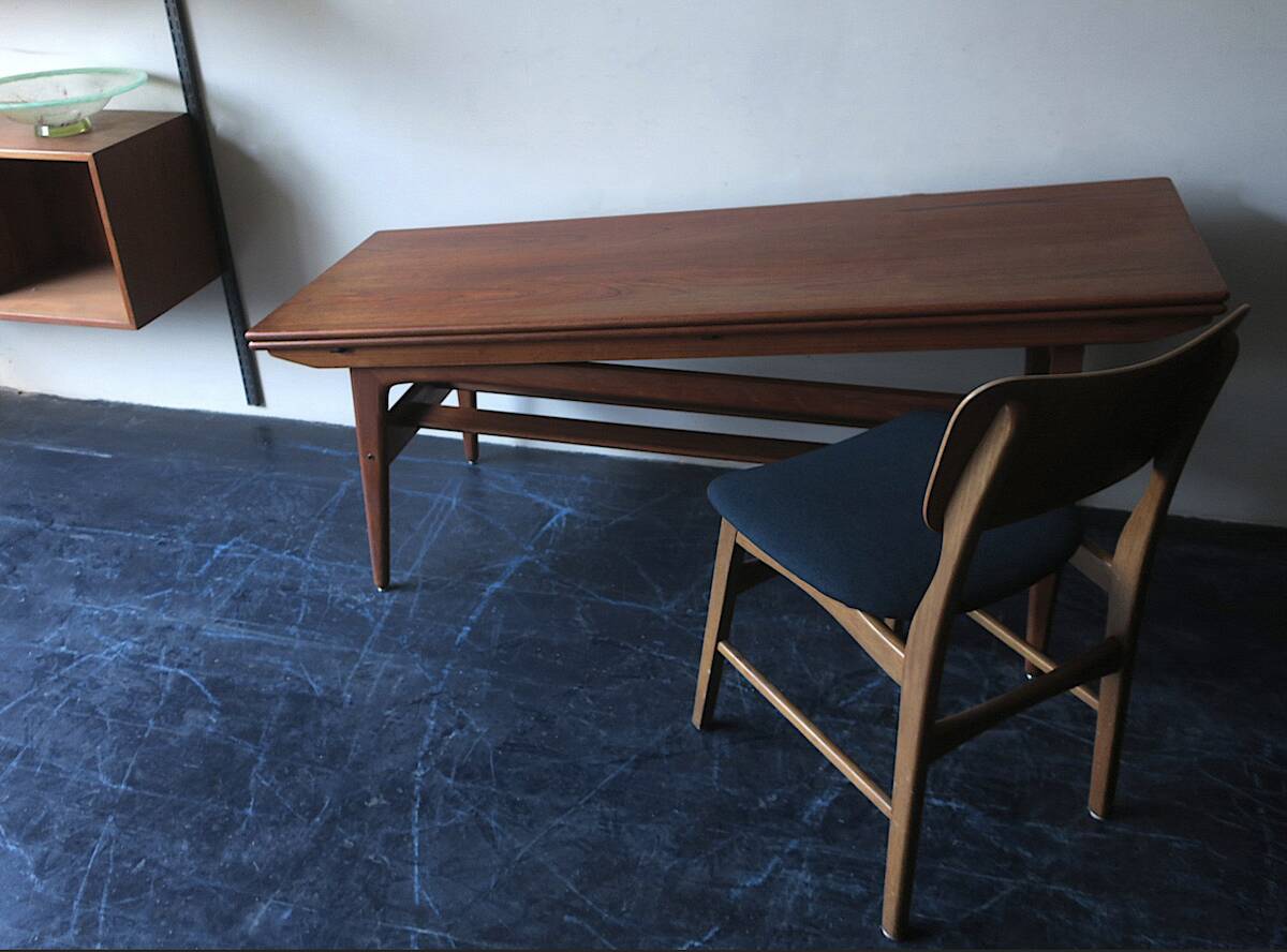 Metamorphic dining / coffee table in teak by Kai Kristiansen, Denmark 1960s