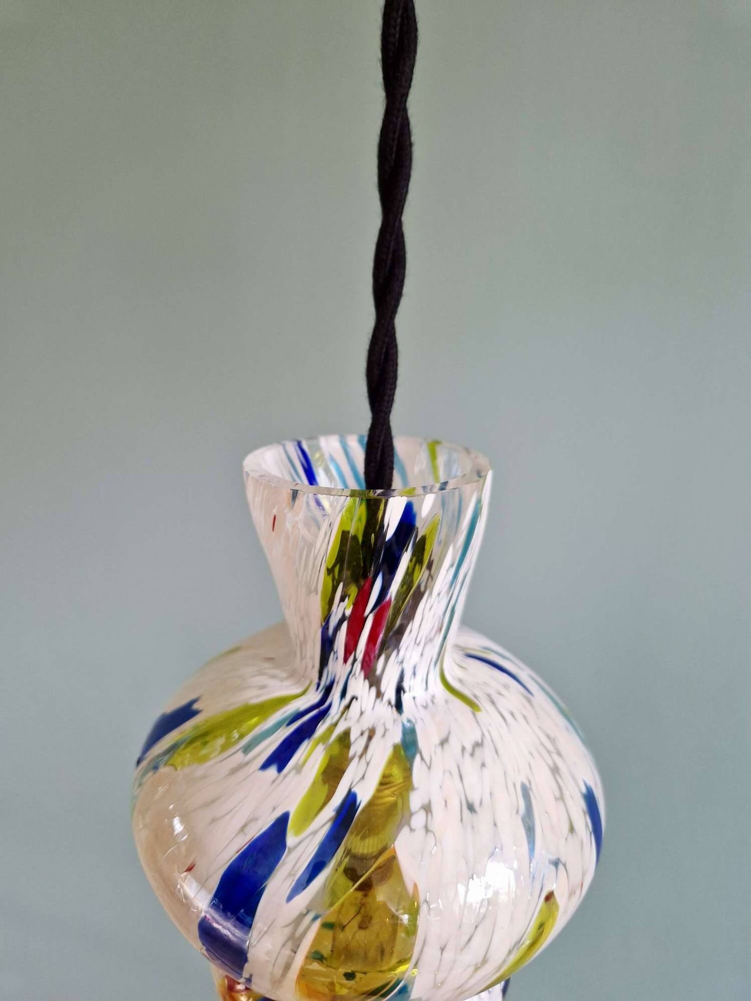 A pair of multicoloured blown glass suspensions, Murano, 1950-60.