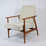 Vintage original armchair "Fox" designed by H. Lis 1970s, beige fabric, fully renovated