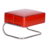 Tabouret Bauhaus en chrome et cuir attribué à R. Slezák, tchèque, années 1930.