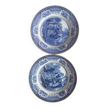 Creil Montereau  - duo d’assiettes bleue