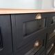 Buffet teck meuble 9 tiroirs en bois brut
