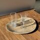 Grand vide poche ou plat en bois pétrifié ovale beige D36x28 -3783