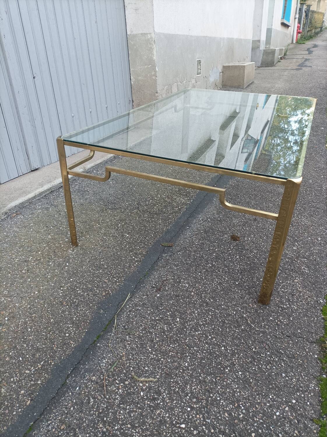 Bronze and glass coffee table