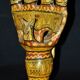 Late 19th century Kabyle pottery candlestick with polychrome geometric decoration