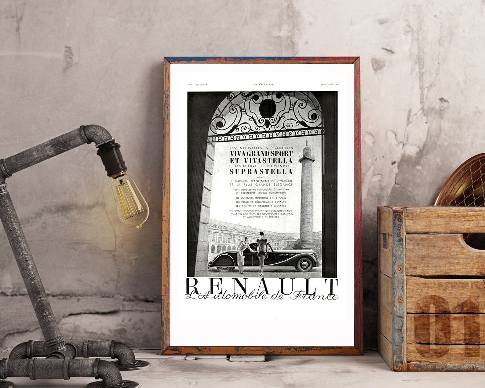 Vintage poster 30s Renault Automobiles