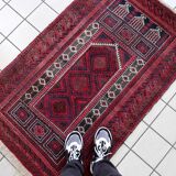 Tapis de Prière Vintage Baluch Fait Main en Laine – 94 x 152 cm