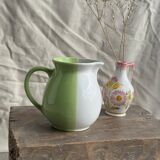 Mini vase with stylised flowers in green and yellow roses, H15.5.