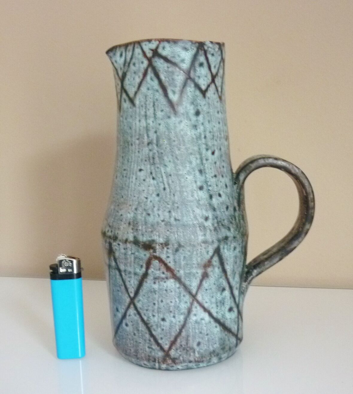 Pitcher signed Camos Vallauris, glazed ceramic, 60s/70s