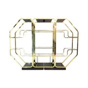 Brass Glass Octagonal Etagere Hollywood Regency 70s Midcentury