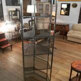 Angle shelf in chrome metal and smoked glass