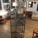 Angle shelf in chrome metal and smoked glass