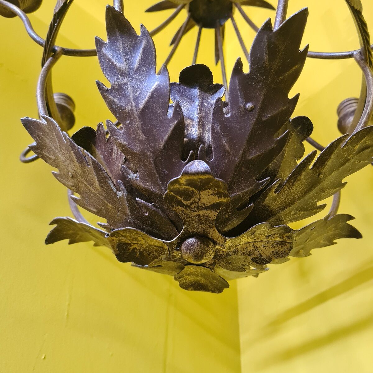 Classic Metal Candle Chandelier. 20th century