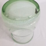 Vase en verre bullé soufflé artisanal vert