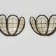 Pair of rattan and mother-of-pearl wall lights from the 50s and 60s