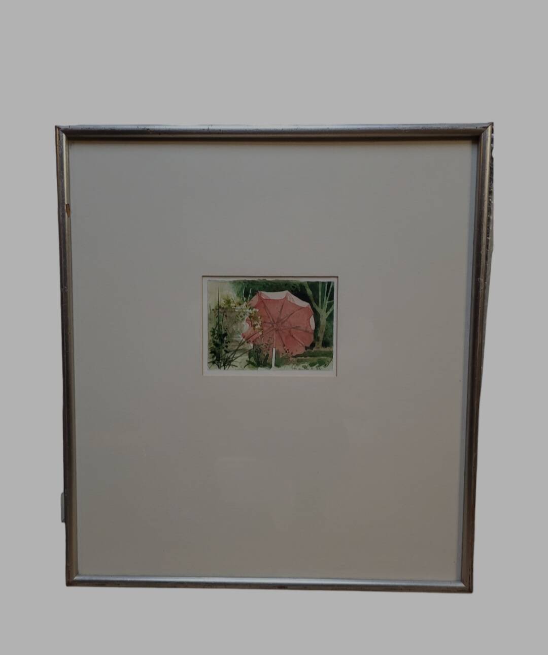 Aquarel of schilderijtje, “Parasol”, M. Van den Dries, 1987