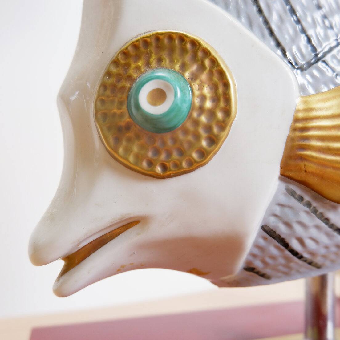 Giulia Mangani for Oggetti Porcelain Sculpture of Fish table Lamp