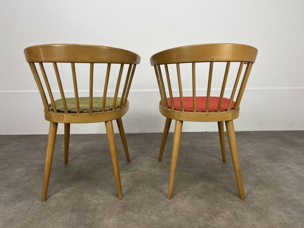 Paire de fauteuils de bureau à barreaux Baumann 740, années 60