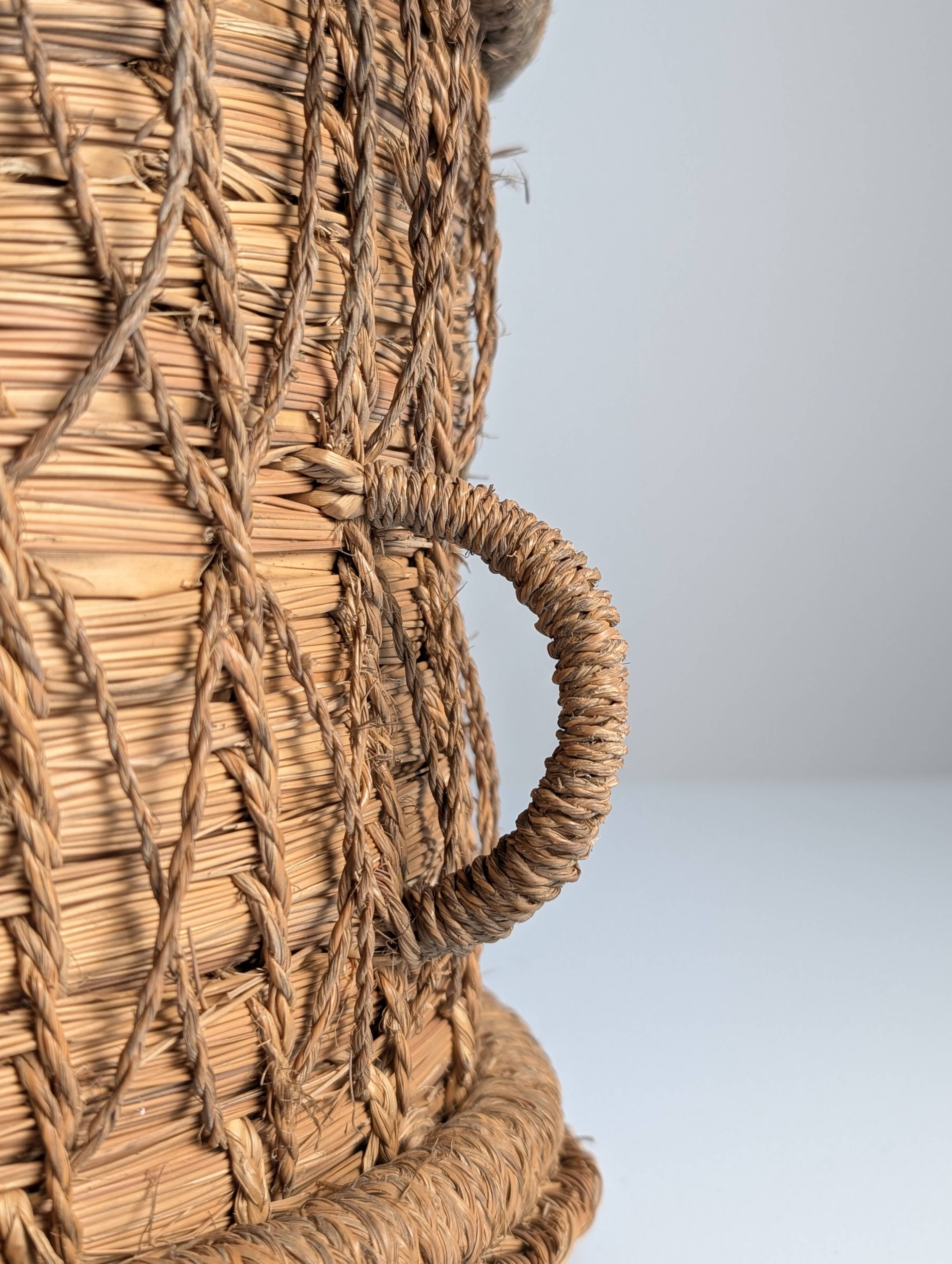 Rustic Pair of Spanish Andalusian Woven Esparto Baskets 1960s