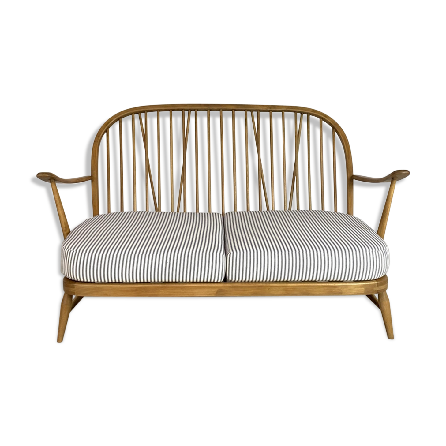 Vintage ercol windsor 2-seater sofa padded in French tick