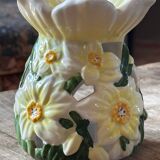 Bougeoir en barbotine fleur