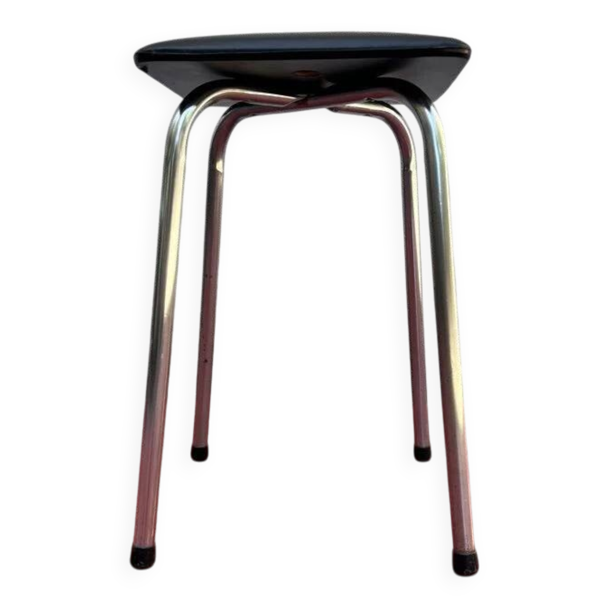 Tabouret vintage en skaï noir