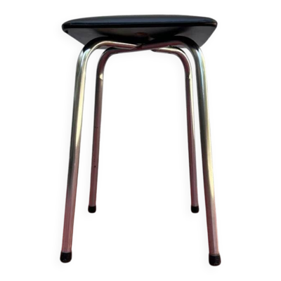 Tabouret vintage en skaï noir