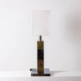 Geometric lamp in silver and gold metal. 1970s.