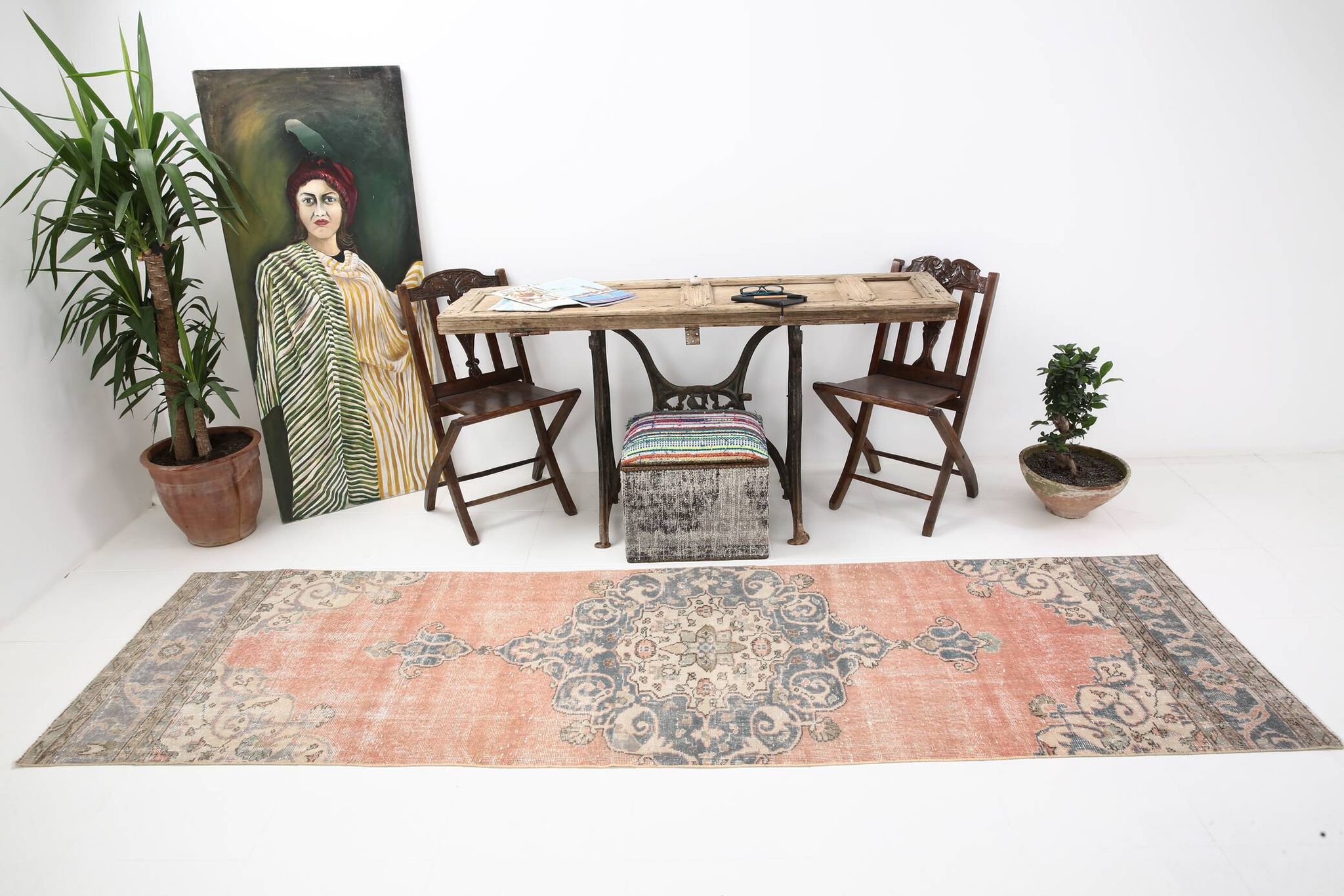 3x10 Rug For Hallway Pale Red Oriental Vintage Runner Rug 91x315Cm