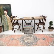 3x10 Rug For Hallway Pale Red Oriental Vintage Runner Rug 91x315Cm