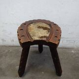 Vintage Spanish Wooden Chair and Stool from the 1970s