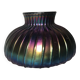 Vase with flat ribbed iridescent glass "peacock feather"