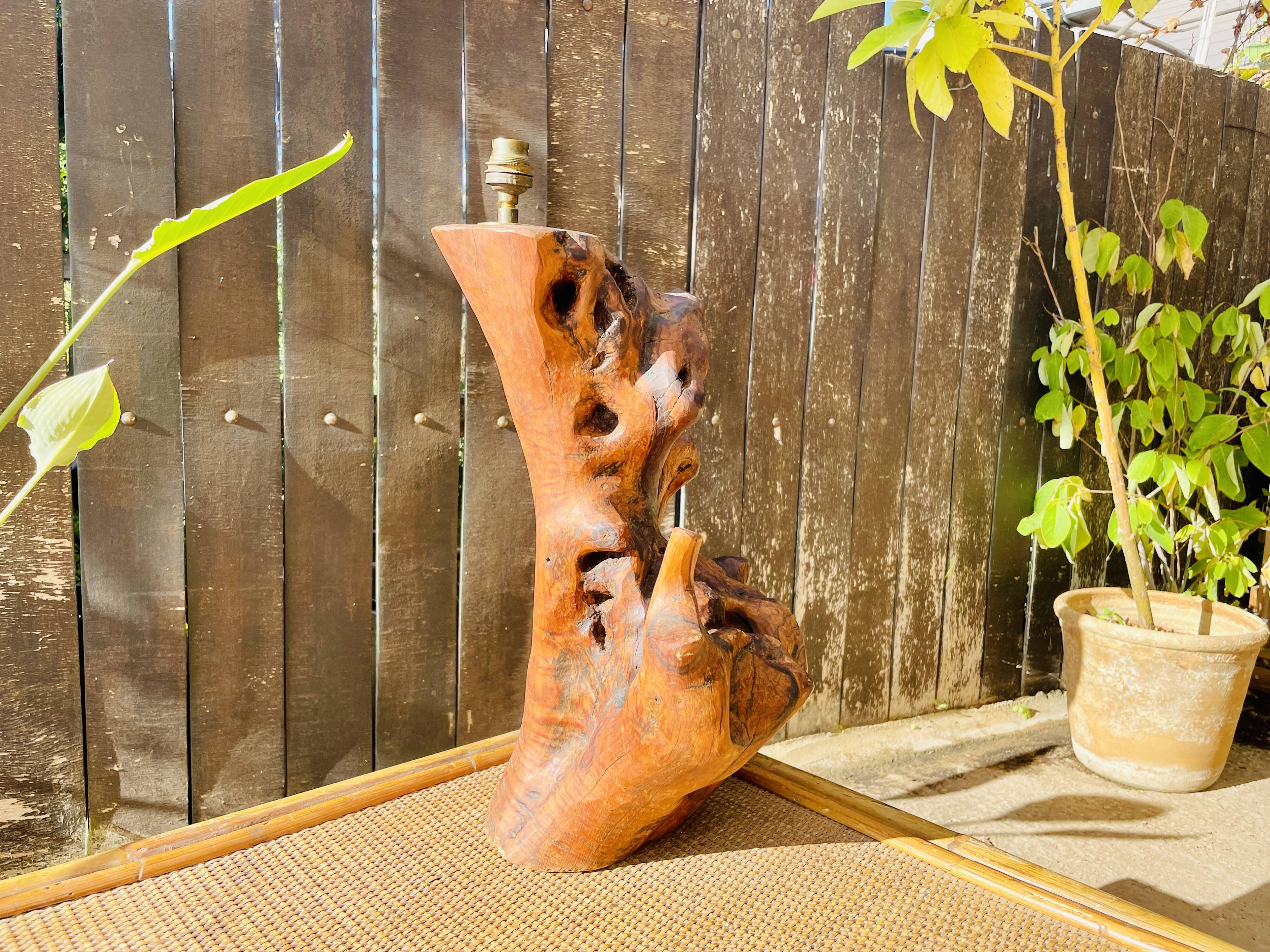 Lamp base in solid Olivier 50's