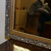 Vintage Bevelled Mirror in Silver and Gold, 1940s