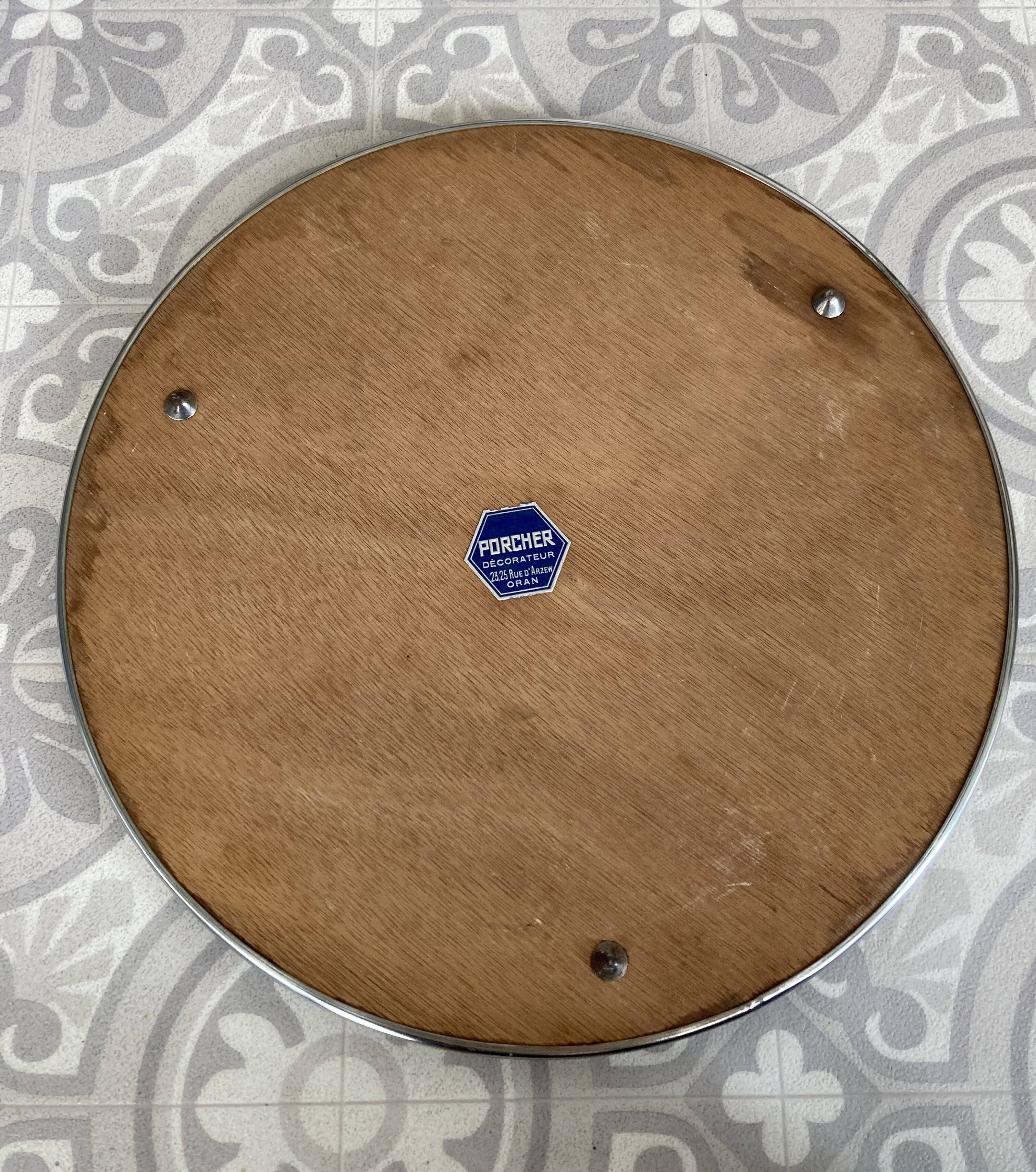 Art Deco silver contour mirror tray