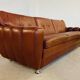 Retro vintage Danish 3 person Svend Skipper sofa in chestnut brown leather