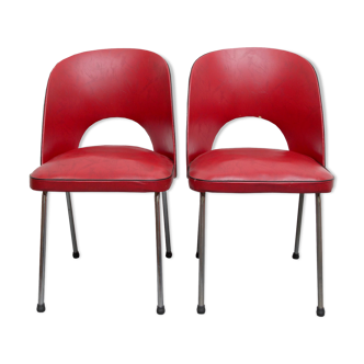 Paire de chaises des années 50 en rouge
