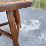 Vintage Solid Wood Brutalist Low Stool