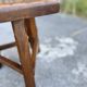 Vintage Brutalist Solid Wood Low Stool