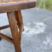 Vintage Brutalist Solid Wood Low Stool