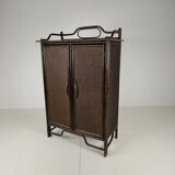 Vintage wicker wardrobe / linen cabinet – rattan & bamboo