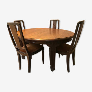 Table de salle à manger art nouveau et 6 chaises