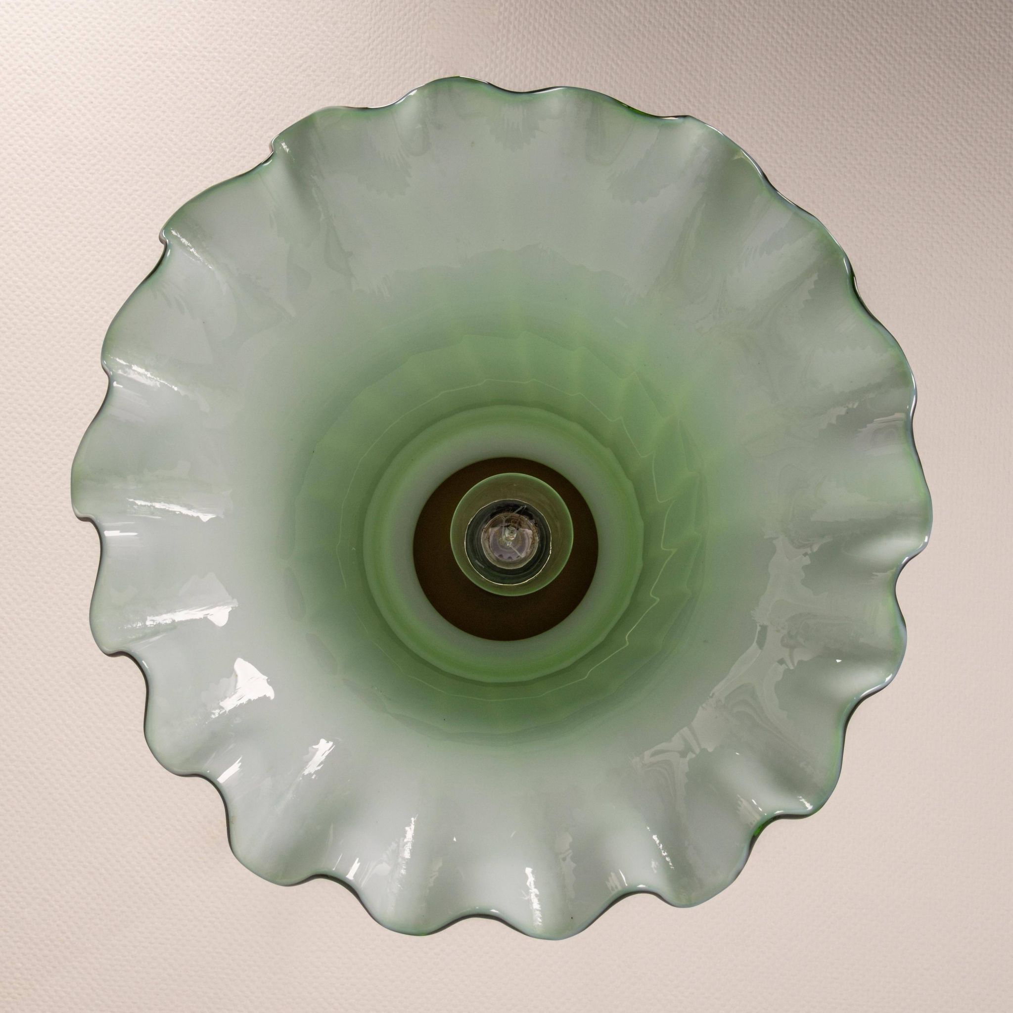 Green glass pendant by Peill & Putzler, Germany, 1970.