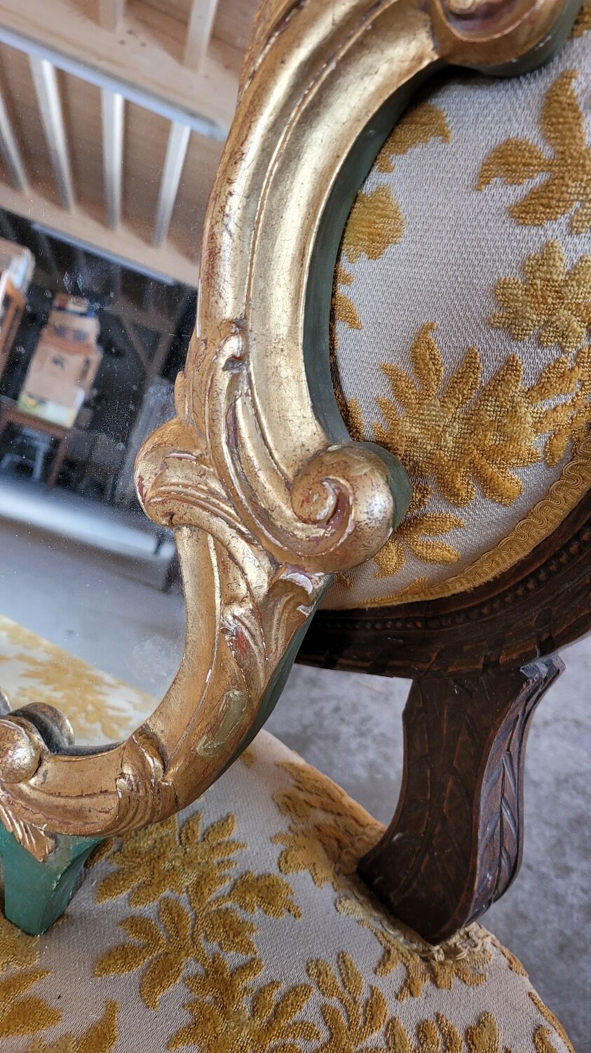 Pair of mirrors style louis xv rocaille in gilded wood carved 1900