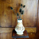 Ribbed vase with caramelized glaze; "581/22" - west German ceramics - 70s